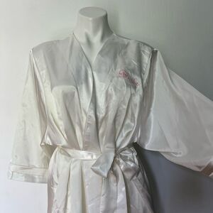 White Satin Embroidered Bride Robe